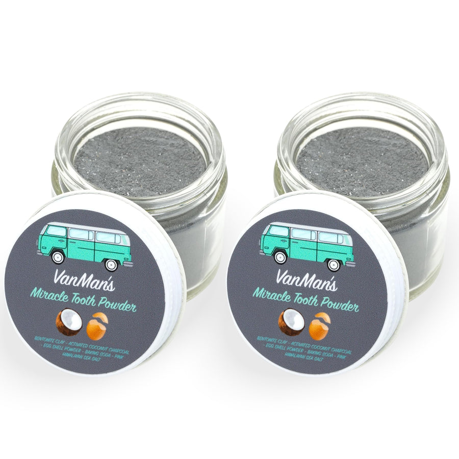 Fluoride-Free Tooth Powder — Charcoal & Eggshell 2pk