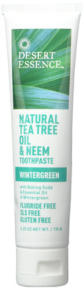 Desert Essence Natural Tea Tree Oil Wintergreen Toothpaste 6.25 Ounce - 2 per case.