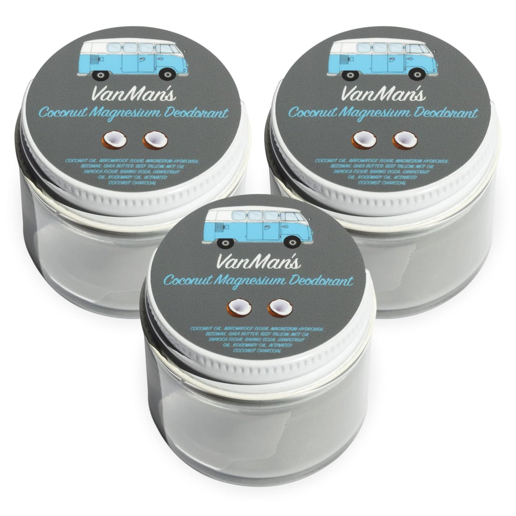 Vanman’s - Handmade Coconut and Magnesium Deodorant (3 Pack) - Routine Deodorant - Odor Control for Underarms - Magnesium Deodorant For Women and Men - Personal Care Products - 2.5 ounce