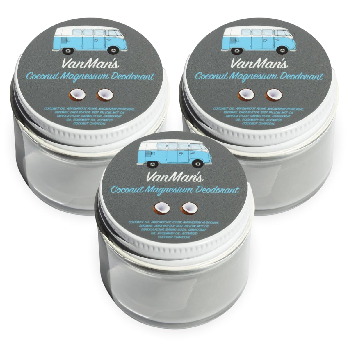 Coconut & Magnesium Deodorant — Handmade, 3 Pack