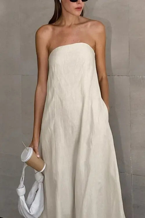 Women's Hemp Smocked Back Tube Dress | Boho Sustainable Style